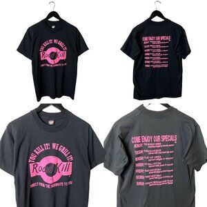 1990s Roadkill Cafe Single Stitch Tee M Funny Menu Graphic Black USA